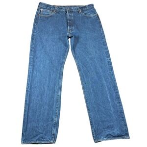 Levis 501 Original Fit Mens 38x34 Blue Denim Straight Leg Button Fly Jeans